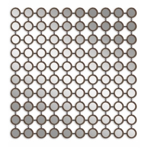 40 Antiqued Champagne Silver Leaf Circle Grid Square Wall Mirror - All