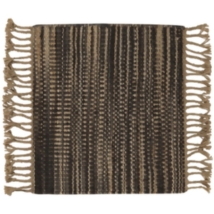 2' x 3' Vintage Style Mocha Brown and Beige Reversible Hand Woven Jute Area Throw Rug - All
