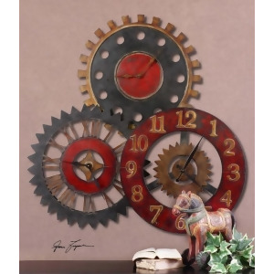 35 Colorful Round Mechanical Gear Wall Clock - All