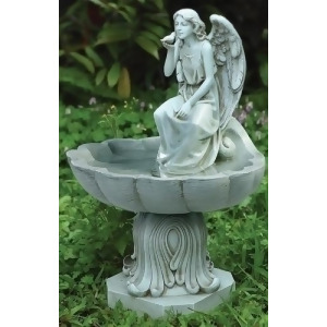 19.25 Joseph's Studio Inspirational Angel Sitting in Bird Bath Garden Statue - All