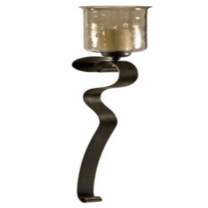 62.75 Dramatic Wrought Iron Wall Sconce with Brown Glass Pillar Candle Holder - All