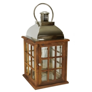30 Oversized Modern Sheesham Wood Candle Lantern with Silver Metal Handle - All