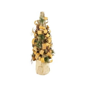 23 Rustic Tree Bark Inspired Flocked Table Top Christmas Cone Tree with Pine and Berries - All