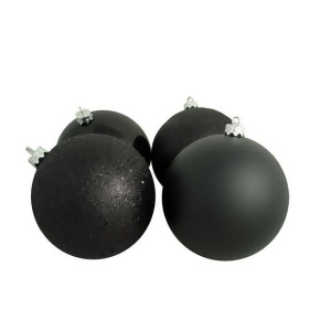 4Ct Black Shatterproof 4-Finish Christmas Ball Ornaments 8 200mm - All