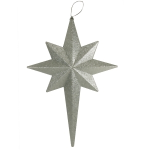 20 Silver Splendor Glittered Bethlehem Star Shatterproof Christmas Ornament - All