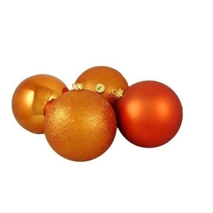 4Ct Burnt Orange Shatterproof 4-Finish Christmas Ball Ornaments 8 200mm - All