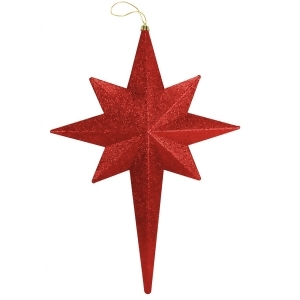 20 Red Hot Glittered Bethlehem Star Shatterproof Christmas Ornament - All
