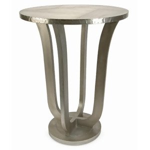 30 Industrial Aviation Inspired Nail Head Round Aluminum Clad End Table - All