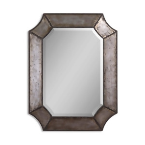 32 Distressed Aluminum and Bronze Framed Beveled Octagonal Wall Mirror - All