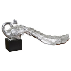 24 Elegant Silver Peacock Decorative Table Top Figure - All