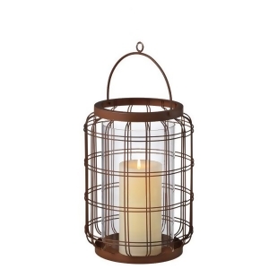 9.75 Rustic Style Open Wire Weave Pillar Candle Holder Lantern - All