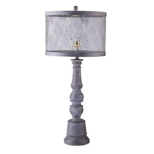 34 Industrial Mateo Sculpted Distressed Finish Table Lamp with Mesh Drum Shade - All