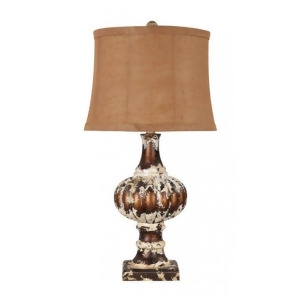 29 Brewster Nautical Inspired Distressed Table Lamp with Burlap Fabric Shade - All