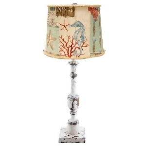23 Oceanic Heavily Distressed White and Brown Table Lamp with Nautical Shade - All