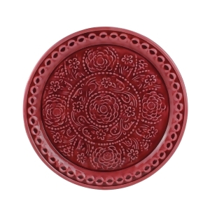 16.5 L'Eau de Fleur Blush Red Embossed Rose Floral Decorative Plate Platter - All