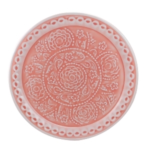 16.5 L'Eau de Fleur Light Salmon Pink Embossed Rose Floral Decorative Plate Platter - All