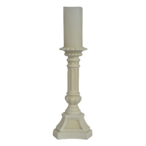 Set of 2 Short Cream Vernon Colonial Style Candlesticks with Led Wax Candles - All
