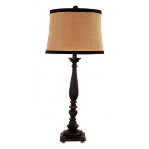 2 Distressed Black Finish Dominion Table Lamps with Brown Burlap Fabric Shades - All