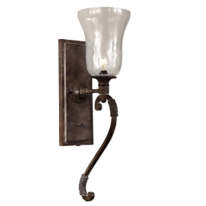 24 Antiqued Iron Blown Glass Vanity Wall Sconce - All