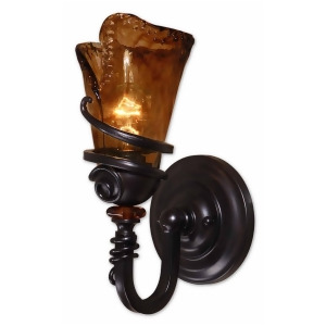 14 Amber Glass Bronze Metal Spiral Vanity Wall Sconce - All