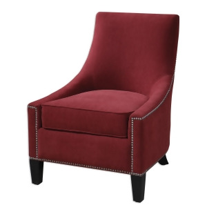 35 Salena Crimson Berry Red Silver Studded Trim Hardwood Armless Chair - All