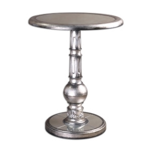 30 Aden Burnished Silver Leaf Antiqued Mirror Accent Pedestal Side Table - All