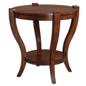 30 Carmody Antiqued Pecan Cherry Veneer Carved Wood Round Accent Side Table - All