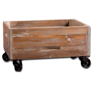 24 Blake Gray Washed Reclaimed Wood Rolling Crate Storage Box - All