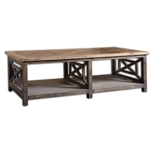 56 Carter Rustic Black Gray Criss Cross Patterned Reclaimed Wood Coffee Table - All
