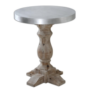 27 Calo Aluminum Natural Fir Wood Accent Pedestal Side Table - All