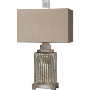 28 Mercury Glass Brushed Aluminum Beige Rectangular Box Shade Table Lamp - All