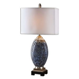 31 Mottled Blue Champagne Silver Off-White Rectangular Box Shade Table Lamp - All