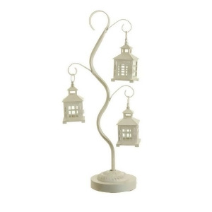 28 Off-White Mission Style Tea Light Candle Holder Tree with 3 Lanterns - All