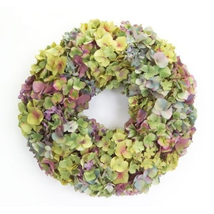 20 Mixed Purple Green and Blue Hydrangea Artificial Floral Wreath Unlit - All