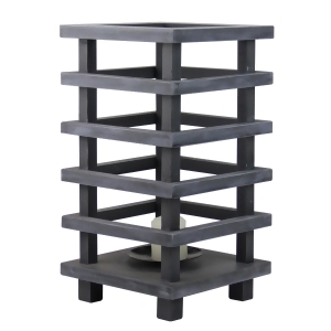 13 Gray Brushed Wooden Pagoda Tower Pillar Candle Holder - All