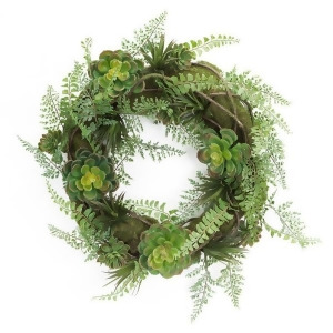 22 Green and Red Hens and Chicks Artificial Succulent Plant Wreath Unlit - All
