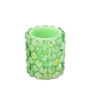 4 Green Beaded Led Lighted Battery Operated Flameless Pillar Candle Amber Flicker Flame - All