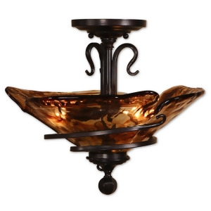 18 Amber Glass Bronze Metal Spiral Ceiling Light Fixture - All