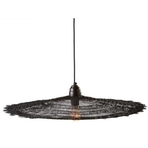 26 Large Round Urban Chic Midnight Black Wire Pendant Ceiling Light Fixture - All
