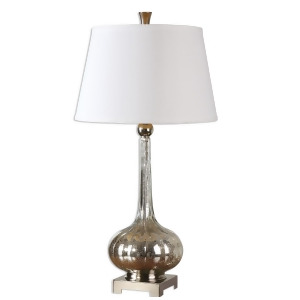 33 Fluted Mercury Glass Polished Nickel Round Tapered Drum Shade Table Lamp - All