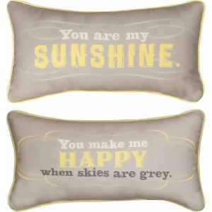 17 Reversible Yellow and Gray You Are My Sunshine Decorative Throw Pillow - All