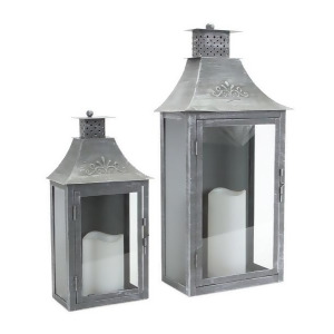 Set of 2 Rustic Gray Brushed Metal Wall Mounted Pillar Candle Lanterns 19.5 - All