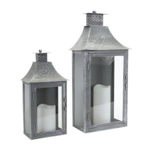 Set of 2 Rustic Gray Brushed Metal Wall Mounted Pillar Candle Lanterns 19.5 - All