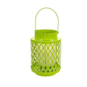10 Tropicalia Bright Green Oval Cut Pillar Candle Holder Lantern - All