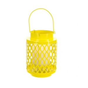 10 Tropicalia Bright Yellow Oval Cut Pillar Candle Holder Lantern - All