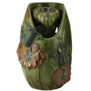 10.5 Green Frog and Flower Indoor Urn Style Water Fountain - All