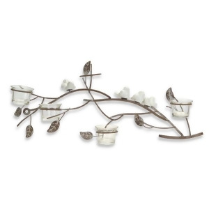 22 Rustic Brown Leaf and White Bird Wall Mounted Tea Light Candle Holder - All