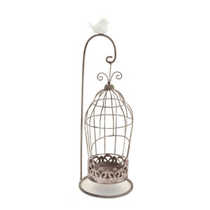 13 Vintage Rose Antique-Style Hanging Bird Cage Tea Light Candle Holder with Stand - All