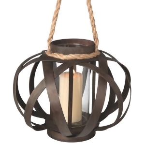 14 Large Brown Open Weave Pillar Candle Lantern with Tan Rope Handle - All