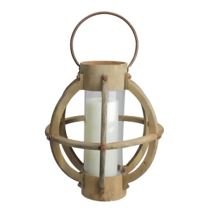 15.75 Seaside Treasures Rustic Chic Drift Wood and Glass Hurricane Pillar Candle Lantern - All